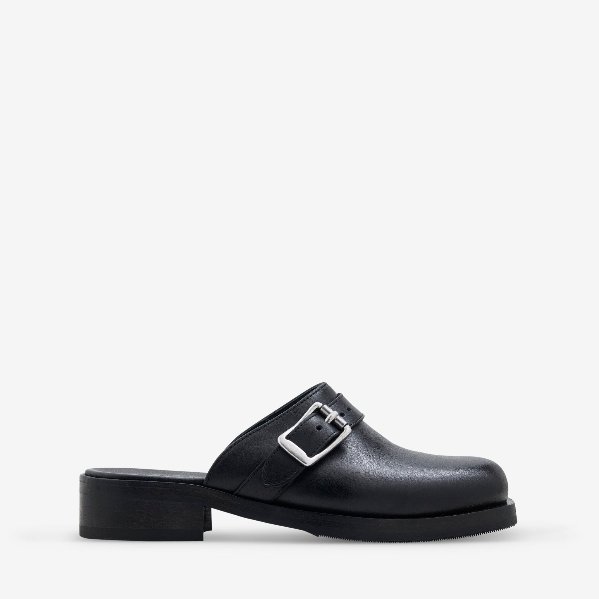 Black Leather Mule Shoes for Women - Comfortable Slip-On Loafers for Casual Wear, Office & Travel