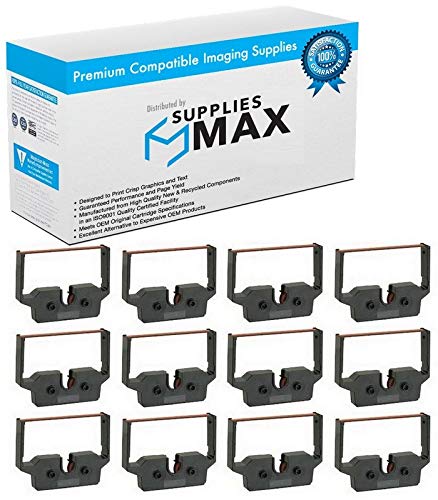 Adler Royal 120/248/300/400/420/48/487 Compatible Printer Ribbon Cartridge - Black/Red Ink (12-Pack) - Perfect for Office Printing, Receipts & POS Systems