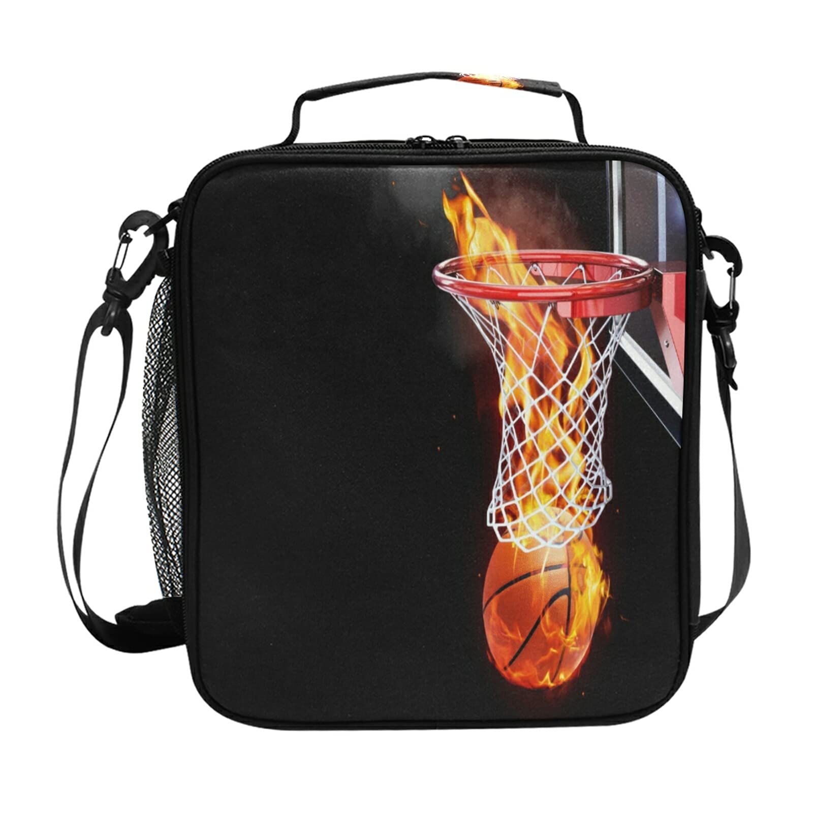 Insulated Basketball Lunch Bag for Women & Teens - Freezable Cooler Tote with Shoulder Strap, Waterproof Picnic Meal Bag for School, Office, Work or Gym - Perfect for Sports Lovers & Basketball Fans