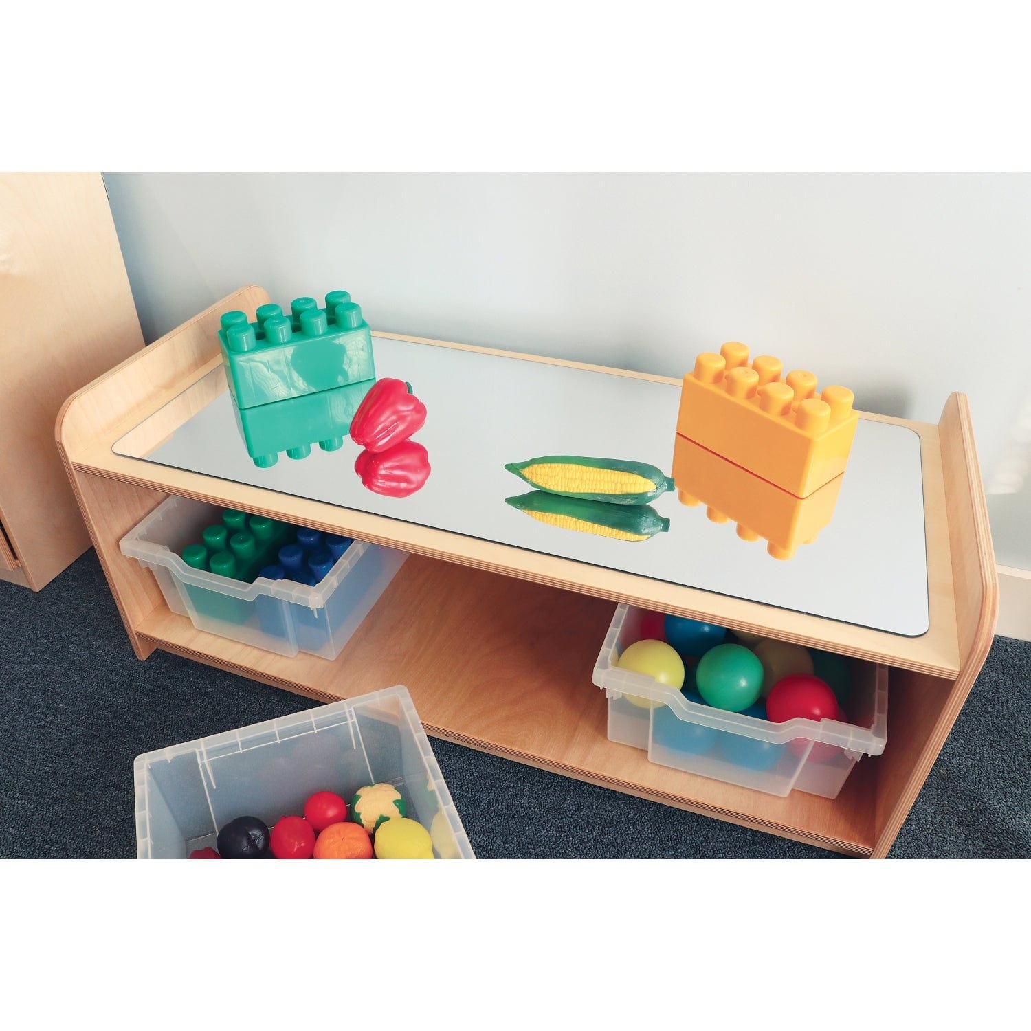 Kids Play Table with Mirror Top - Interactive Learning & Activity Table for Toddlers - Perfect for Playroom, Classroom & Daycare Use