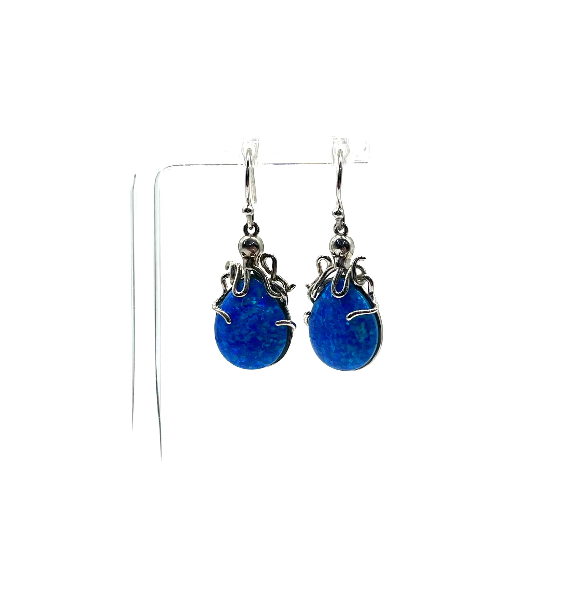 Authentic Sterling Silver Australian Opal Octopus Earrings – Handmade Dangle Jewelry for Women, Gift for Ocean Lovers | Perfect for Beach Parties, Boho Fashion & Unique Gifts