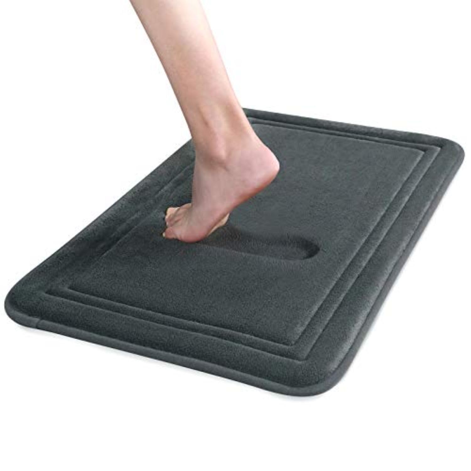ITSOFT Memory Foam Bath Mat 59x23 Inches - Non-Slip Quick Dry Absorbent Bathroom Rug - Machine Washable Shower Mat for Tub & Bathroom Floor - Charcoal Gray - Perfect for Wet Areas & Spa-Like Comfort
