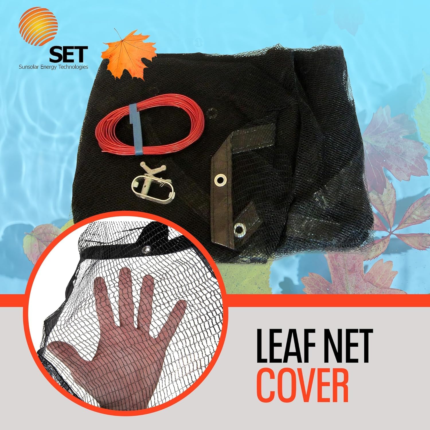 Sunsolar Energy Technologies 16 ft x 32 ft Oval Above Ground Pool Leaf Net Cover with 3 ft Overlap - Durable Swimming Pool Protection for Fall & Winter Season - Perfect for Backyard, Garden, and Outdoor Pool Maintenance