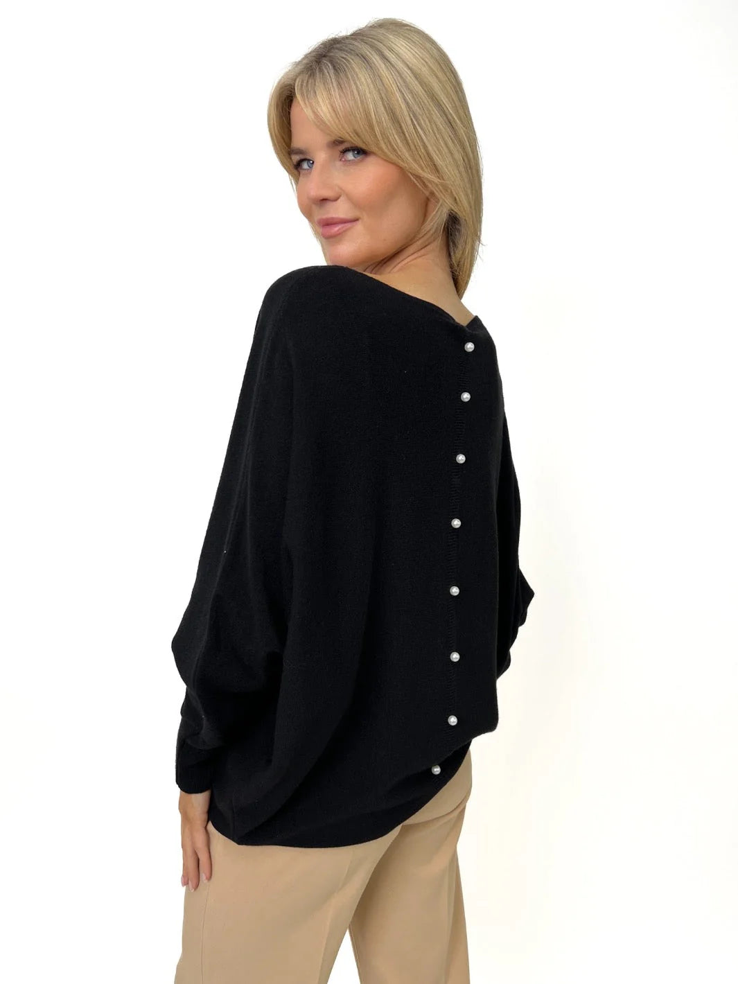 Elba Jumper Sweater for Women - Soft Knit Pullover Black Winter Warm Casual Tops - Perfect for Office, Dating & Holiday Outfits