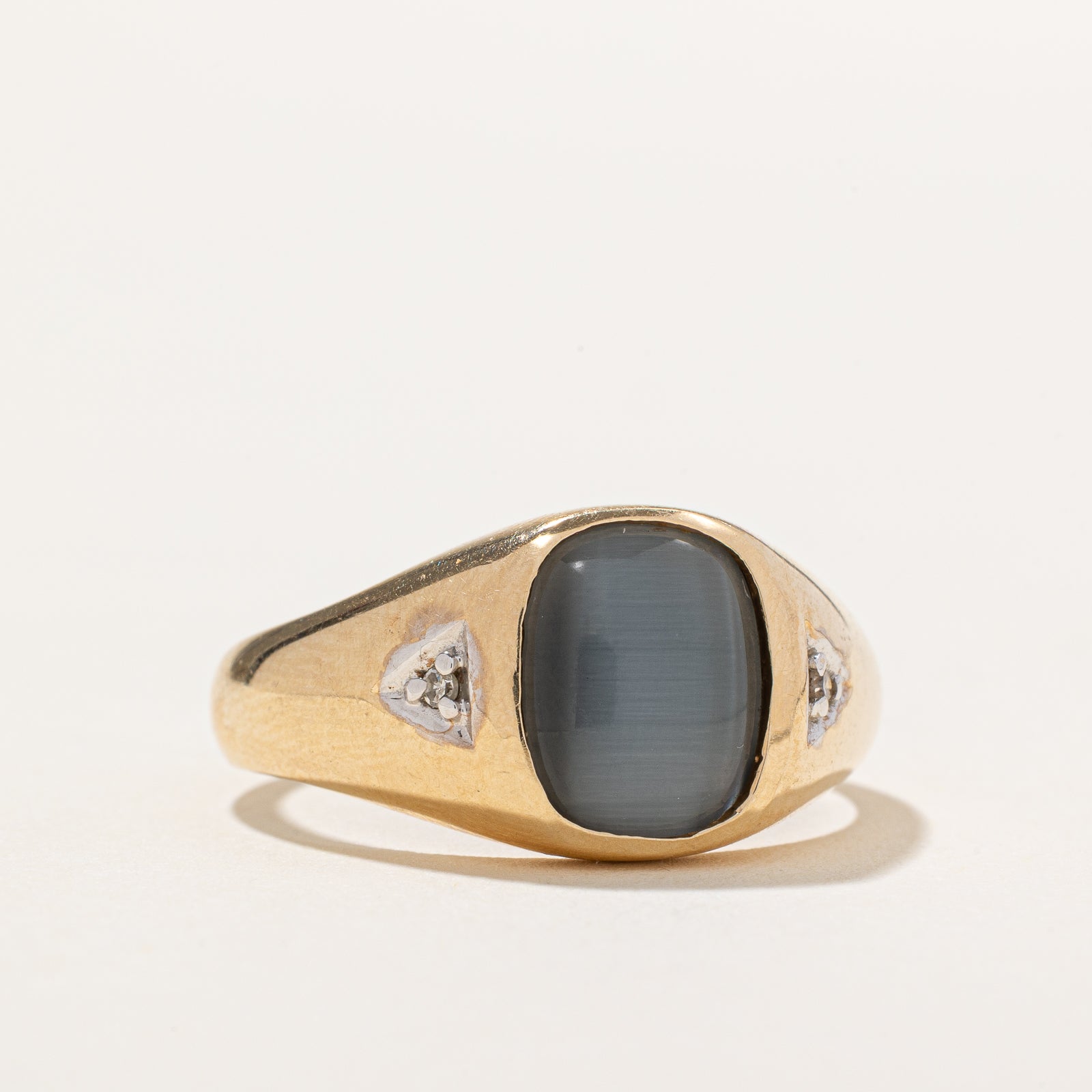 3.00ct Chaatoyant Effect Glass & Diamond Tapered Ring | Size 9.75 | 0.02ct Diamond Accents | Elegant Statement Jewelry for Weddings, Parties & Special Occasions
