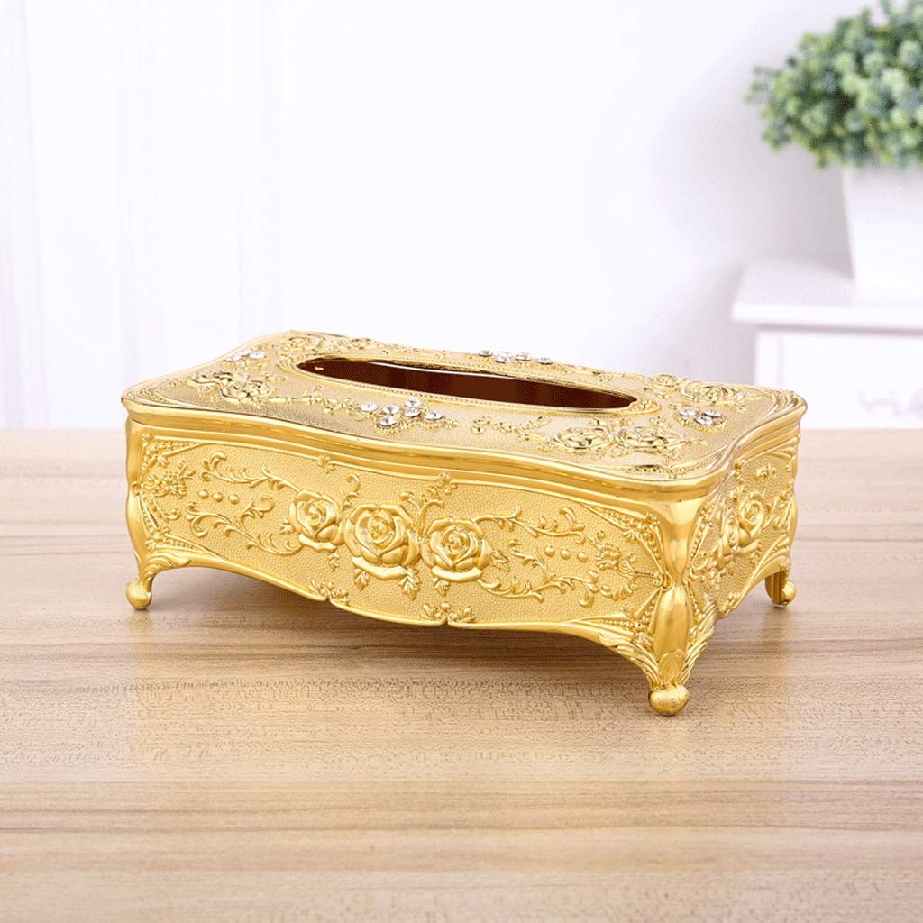YeSBTx Acrylic Tissue Box Cover - Gold & White Paper Napkin Holder for Home, Hotel, Office Decor - Perfect for Living Room, Bathroom, and Dining Table Organization
