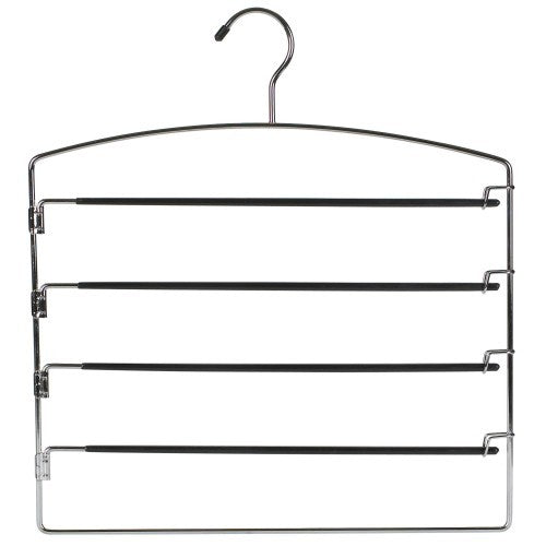 Metal Multi Pant Hanger with Swing Arms - Space Saving Closet Organizer for Trousers, Jeans & Skirts - Heavy Duty Black Clothes Hanger for Home & Retail Use