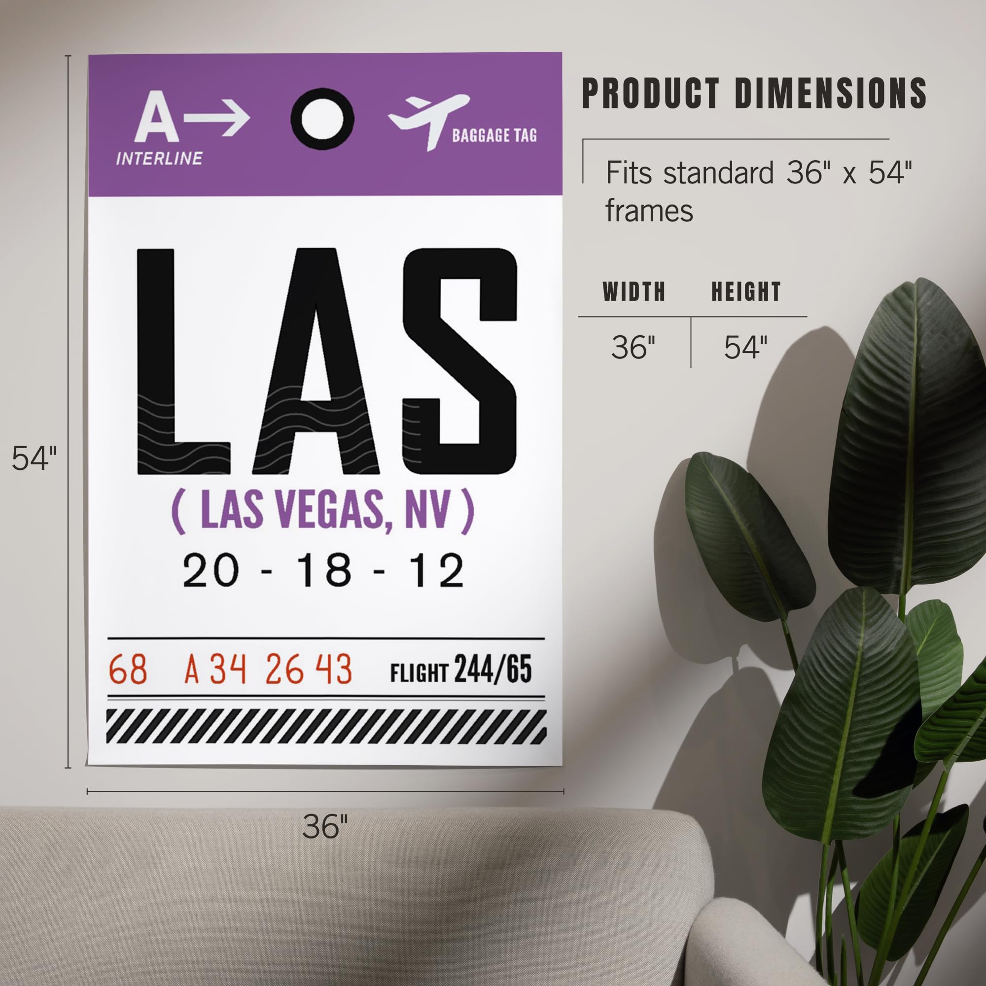 Lantern Press 36x54 Inch Giclee Art Print - Las Vegas Nevada Landscape Wall Decor | Premium Canvas Art for Living Room, Bedroom & Office
