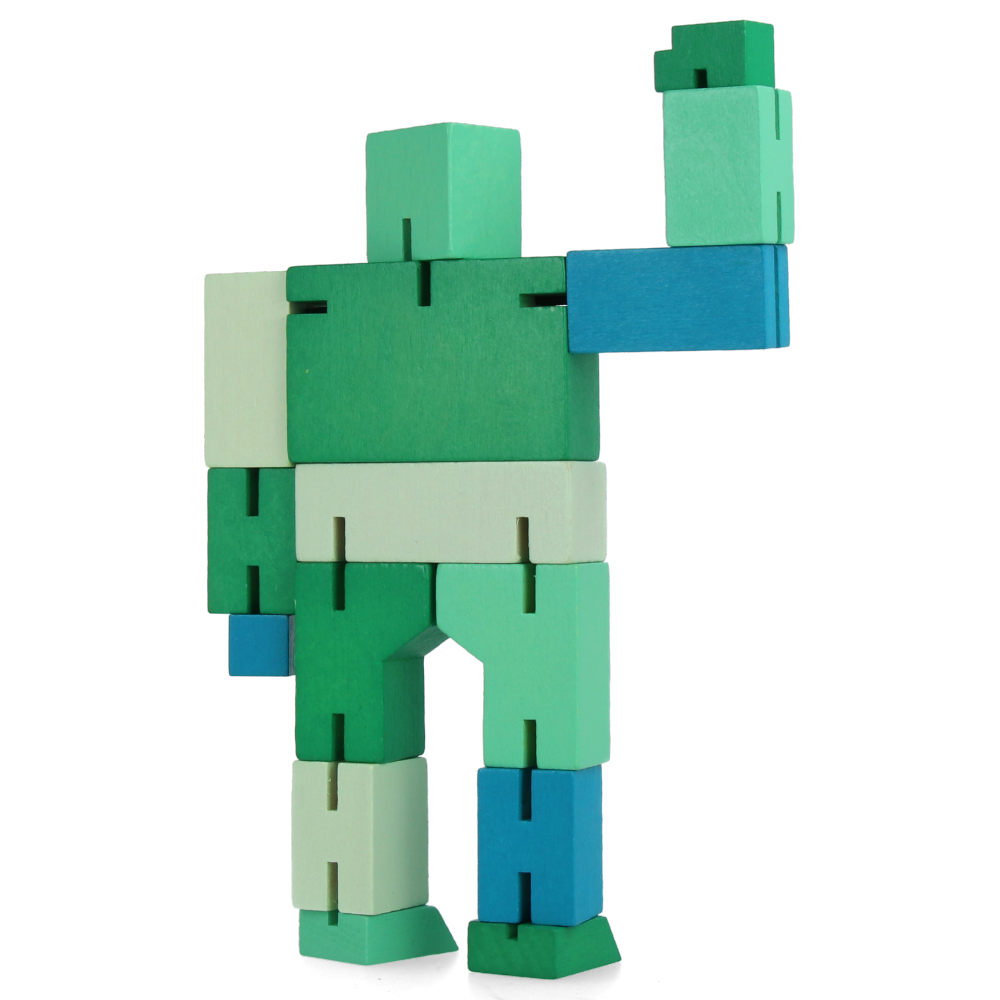 Cubebot Small Green Wooden Robot Toy - Fun & Educational STEM Gift for Kids | Perfect for Playtime, Learning & Home Decor