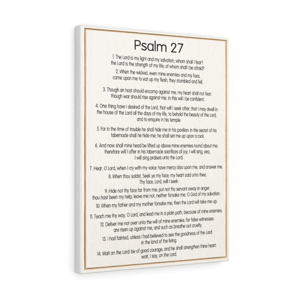 Fearless Trust in God Psalm 27 Christian Wall Art - Bible Verse Print for Home Decor - Ready to Hang Scripture Wall Art for Living Room, Bedroom & Church