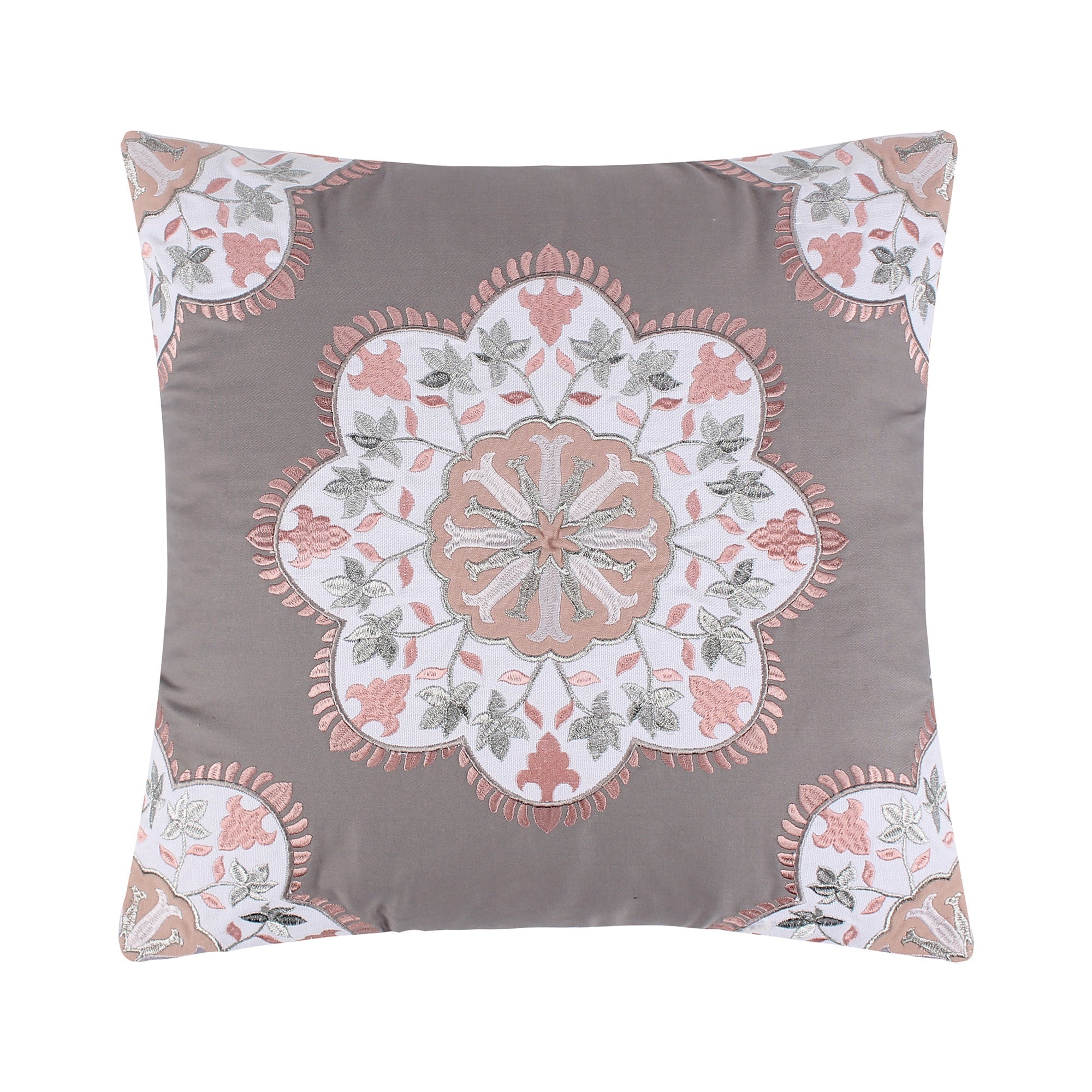 Belhaven Grey Medallion Pillow - Elegant Decorative Throw Pillow for Sofa, Bed & Couch - Perfect for Living Room, Bedroom & Home Decor