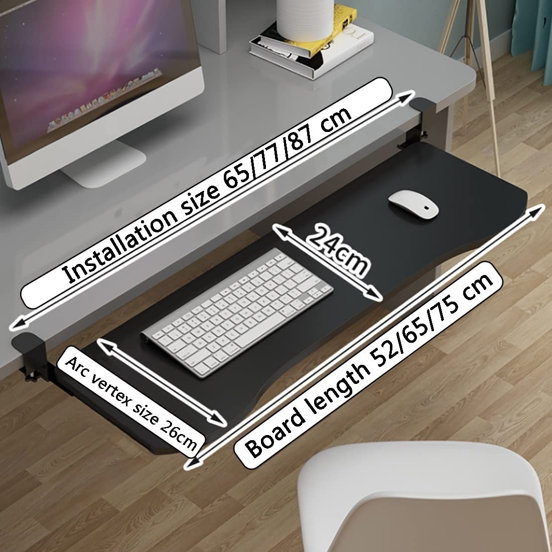 Adjustable Ergonomic Keyboard Tray - Under Desk Extender with Smooth Pull-Out, Clamp-On Design for Punch-Free Installation | Perfect for Home Office, Gaming Setup & Workspace Ergonomics