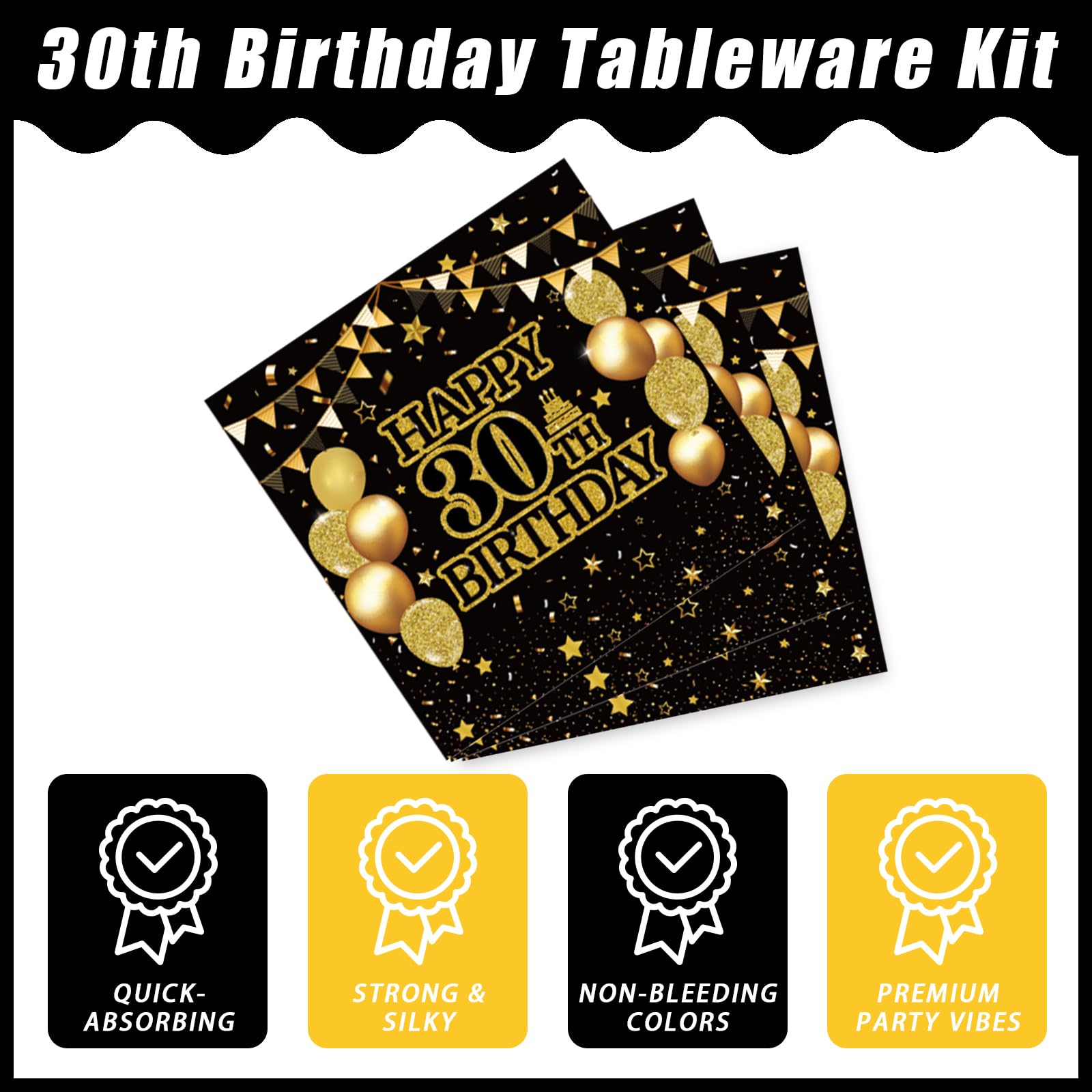 96-Piece 30th Birthday Party Tableware Set - Back in 1995 Themed Decorations for Men & Women | Disposable Paper Plates, Napkins, Forks & Favors (Serves 24) - Perfect for 90s Nostalgic Parties, Milestone Celebrations & Themed Gatherings