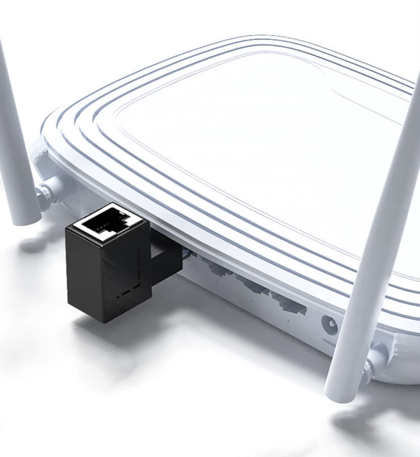 90 Degree RJ45 Male to Female Ethernet Extension Adapter - Cat5 Cat6 LAN Network Connector for Computers, Laptops, Routers (Down Angle) - Perfect for Tight Spaces & Cable Management