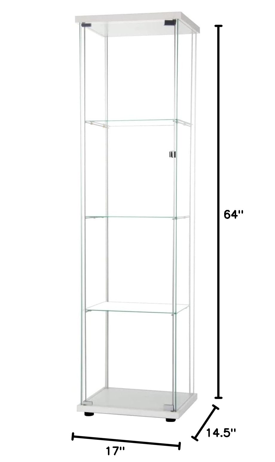 Modern 4-Tier Glass Display Cabinet with Clear Door - 5mm Tempered Glass Curio Cabinet for Collectibles & Decor - Floor Standing Showcase 17