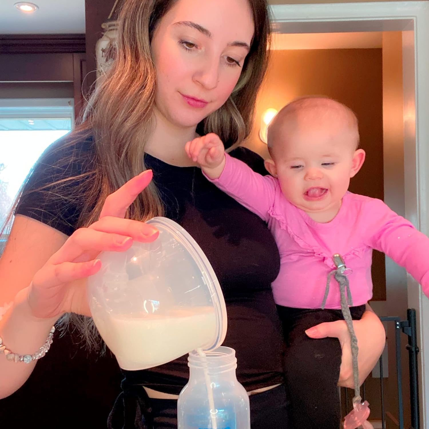 Bellababy Hands-Free Wearable Breast Pump - Wireless, Portable, Low Noise Electric Pump with Touch Screen, 4 Modes & 9 Suction Levels (6oz Pink, 2 Packs) - Includes 24mm Flanges & 21mm/19mm/17mm Inserts - Perfect for Working Moms, Travel & On-the-Go Pumping