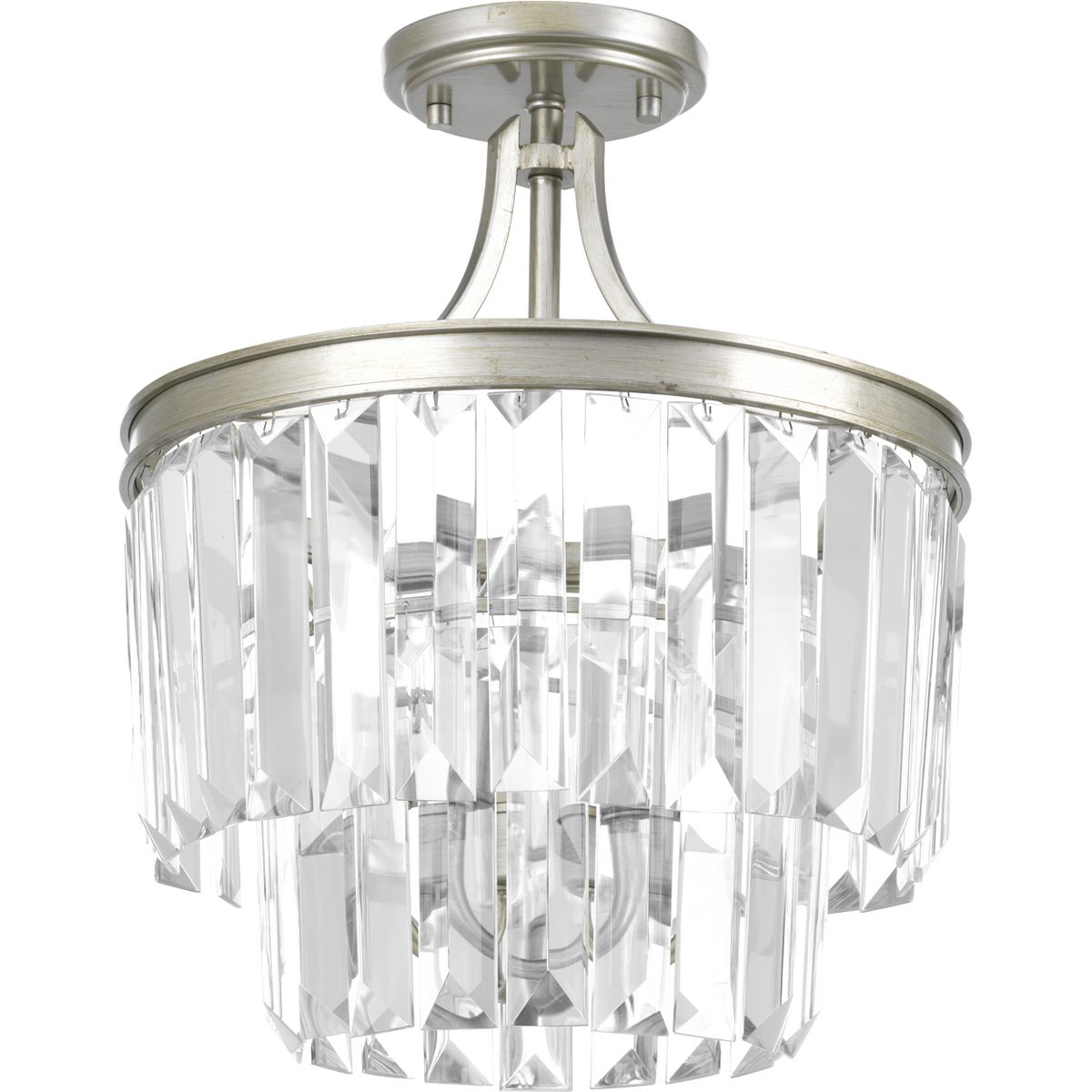 Glimmer Collection 3-Light Semi Flush Mount Ceiling Light Fixture - 15.5 Inch Convertible for Bedroom, Dining Room & Hallway Lighting