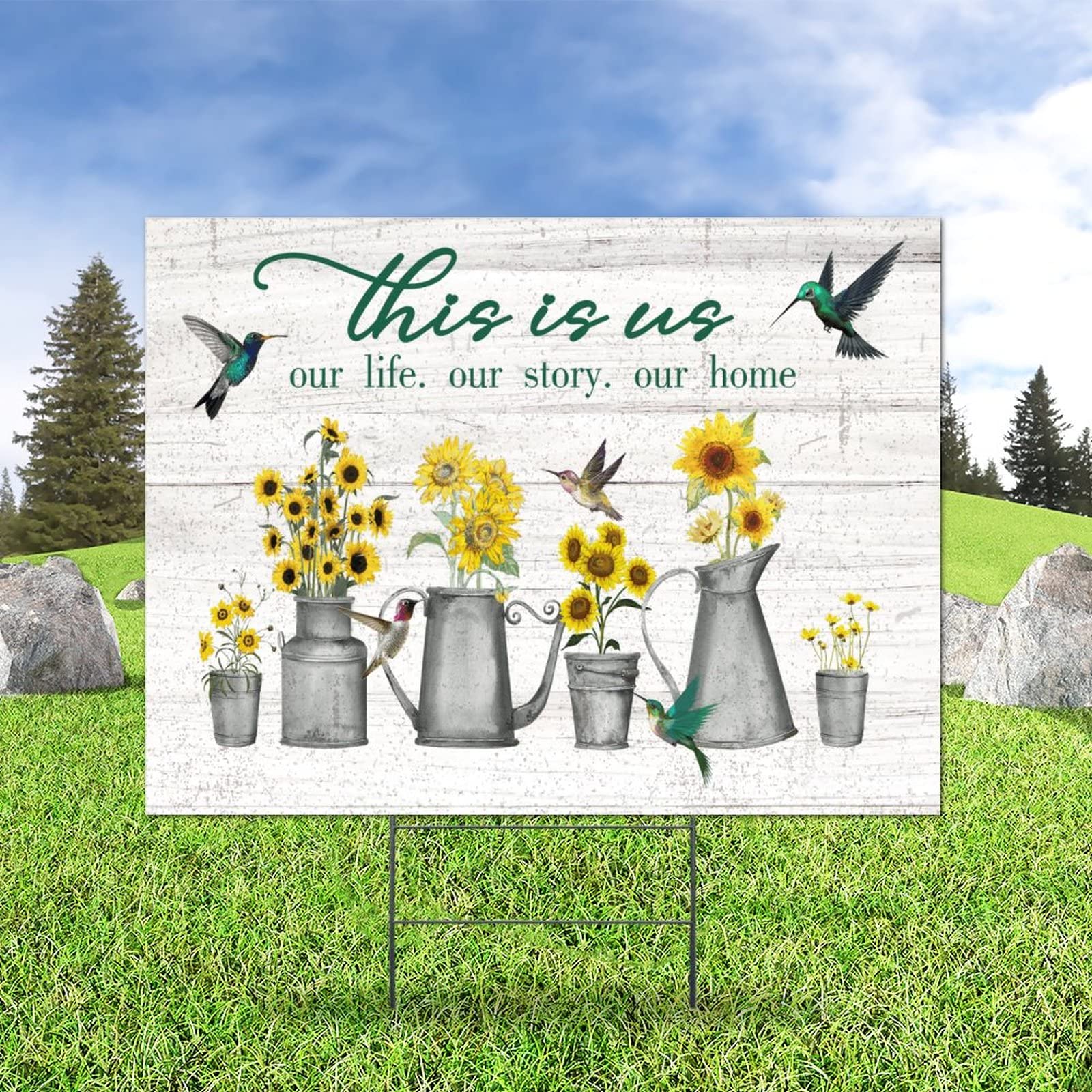 Hummingbird Yard Signs - Double Sided Weather-Resistant 18x24in for Garden & Estate Sales