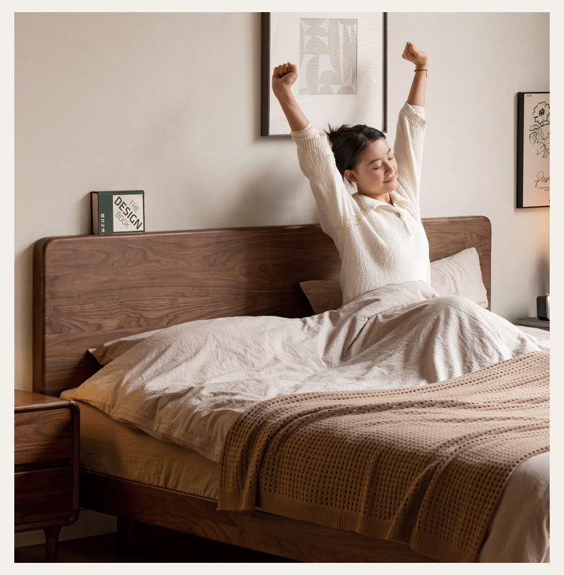 Solid Wood Floating Bed Frame - Black Walnut & Oak - Modern Platform Bed with Hidden Storage - Perfect for Small Bedrooms & Minimalist Home Decor