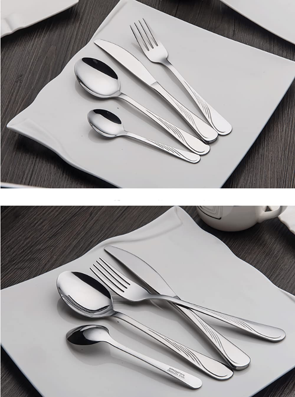 60-Piece Stainless Steel Flatware Set for 12 - Modern Silverware Cutlery Set with Knives, Spoons & Forks - Food Grade Tableware for Home, Kitchen, Restaurant & Hotel - Perfect for Daily Dining, Entertaining & Catering Events