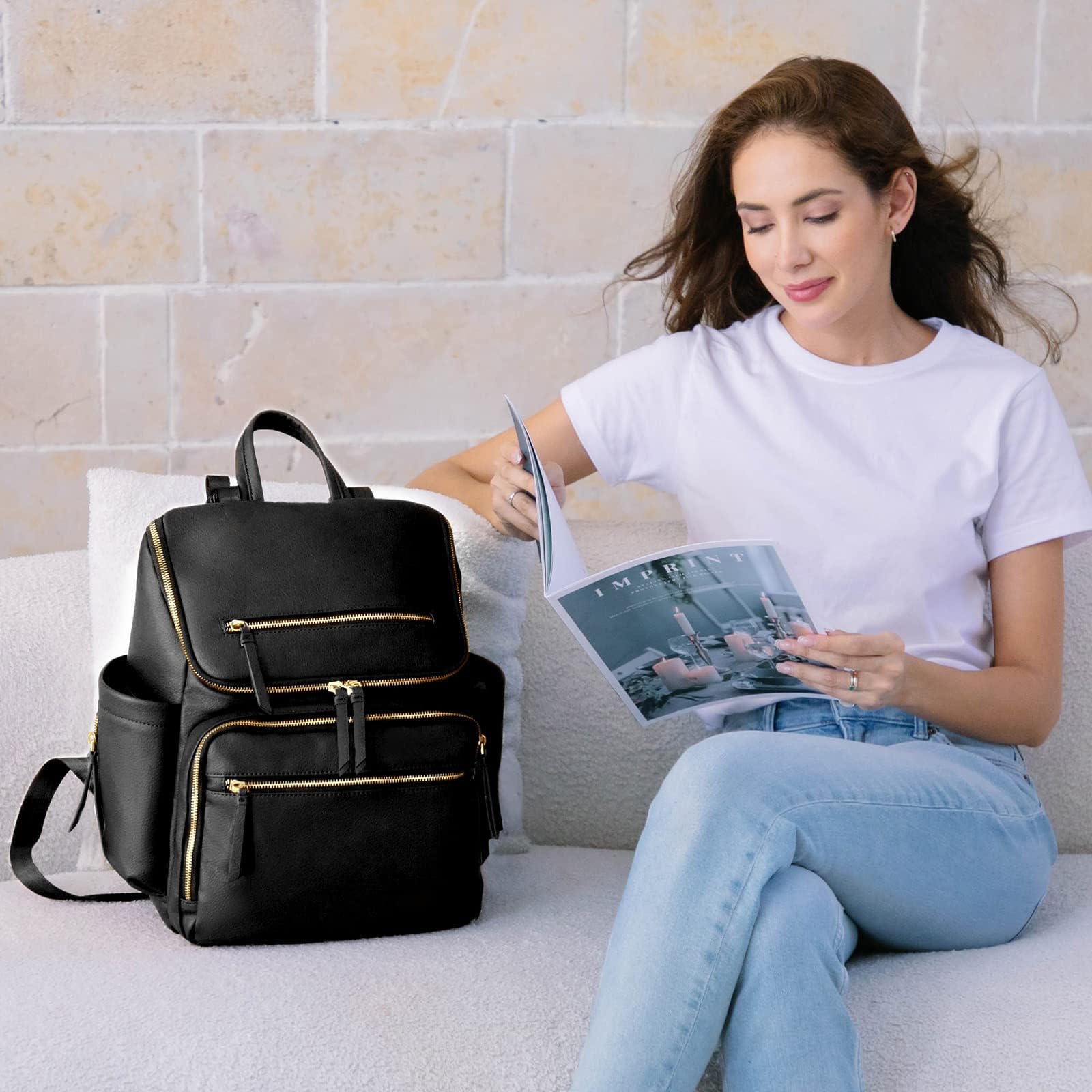 MISS FONG Baby Diaper Backpack - Large Waterproof Travel Changing Bag for Parents with Insulated Bottle Pockets & Stroller Straps - Perfect for Daycare, Outings and Family Travel