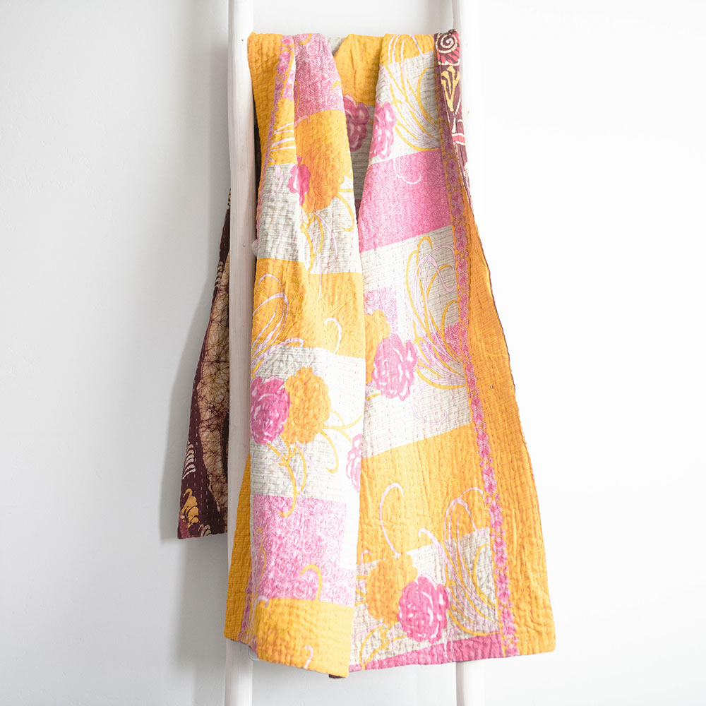Unique Handmade Kantha Quilt KT6150 - Traditional Indian Patchwork Bedspread for Cozy Home Decor & Boho Chic Style