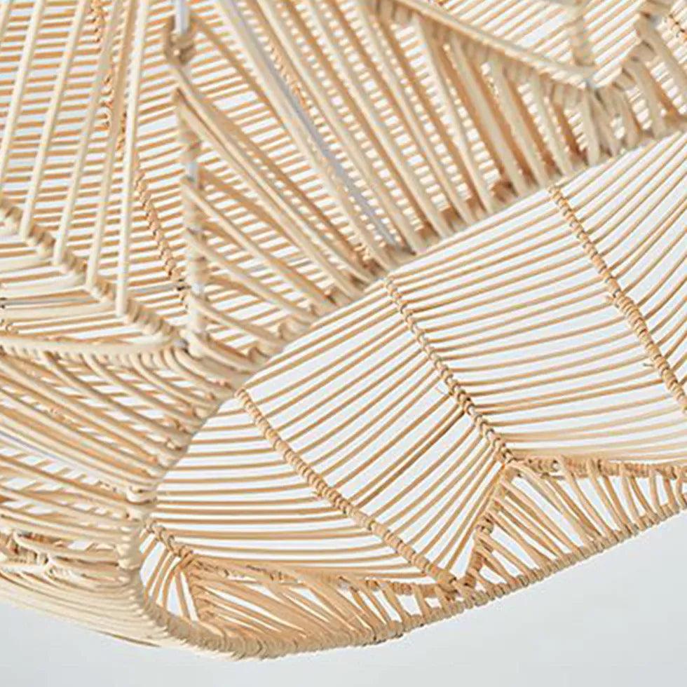 Handwoven Rattan Sphere Pendant Light - Natural Boho Ceiling Fixture for Living Room, Bedroom, or Dining Area