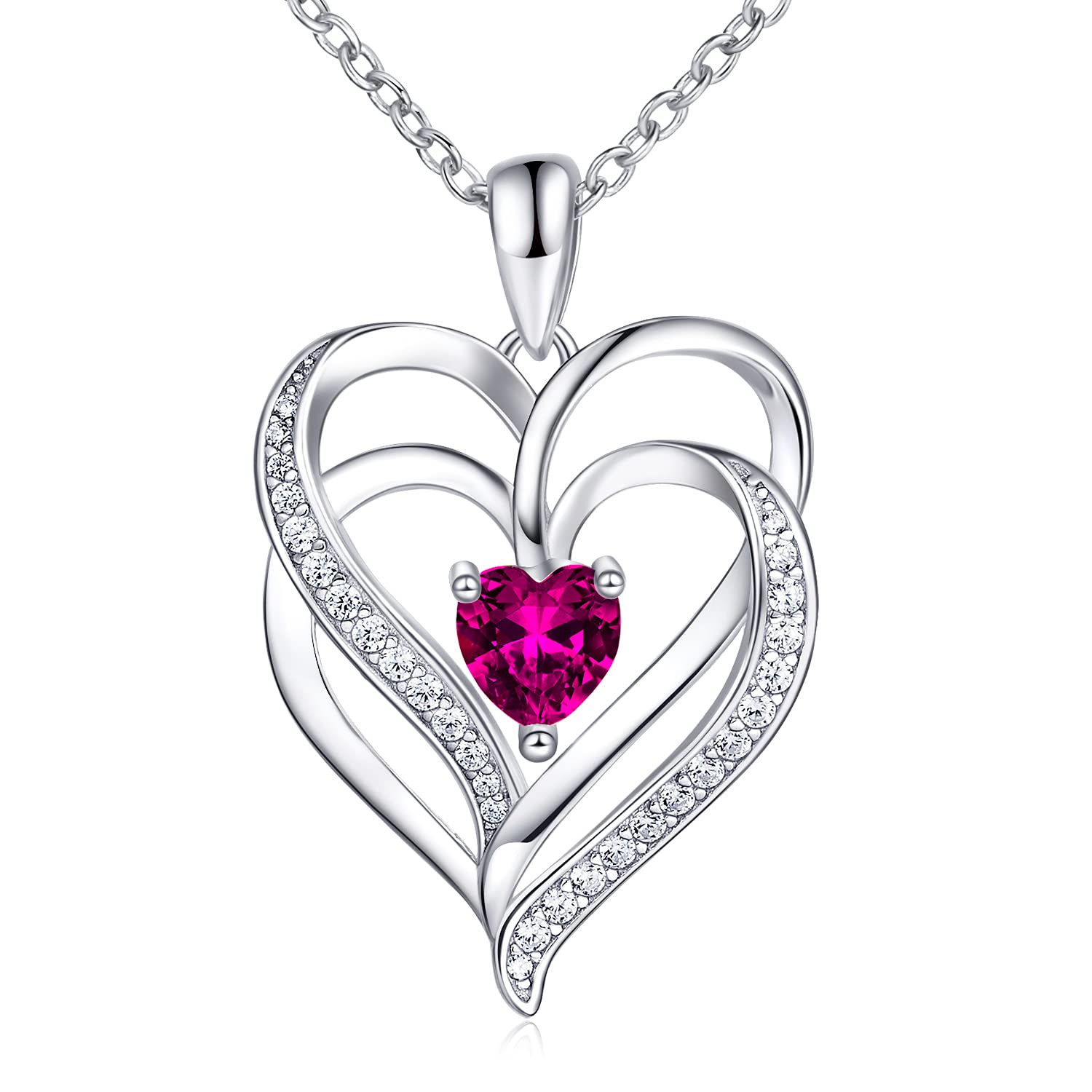 925 Sterling Silver Birthstone Necklace for Women - Heart Pendant Jewelry for Graduation, Anniversary, Birthday Gifts | Perfect for Mom, Grandma, Sister & Best Friends | Everyday Wear, Special Occasions & Gift-Giving