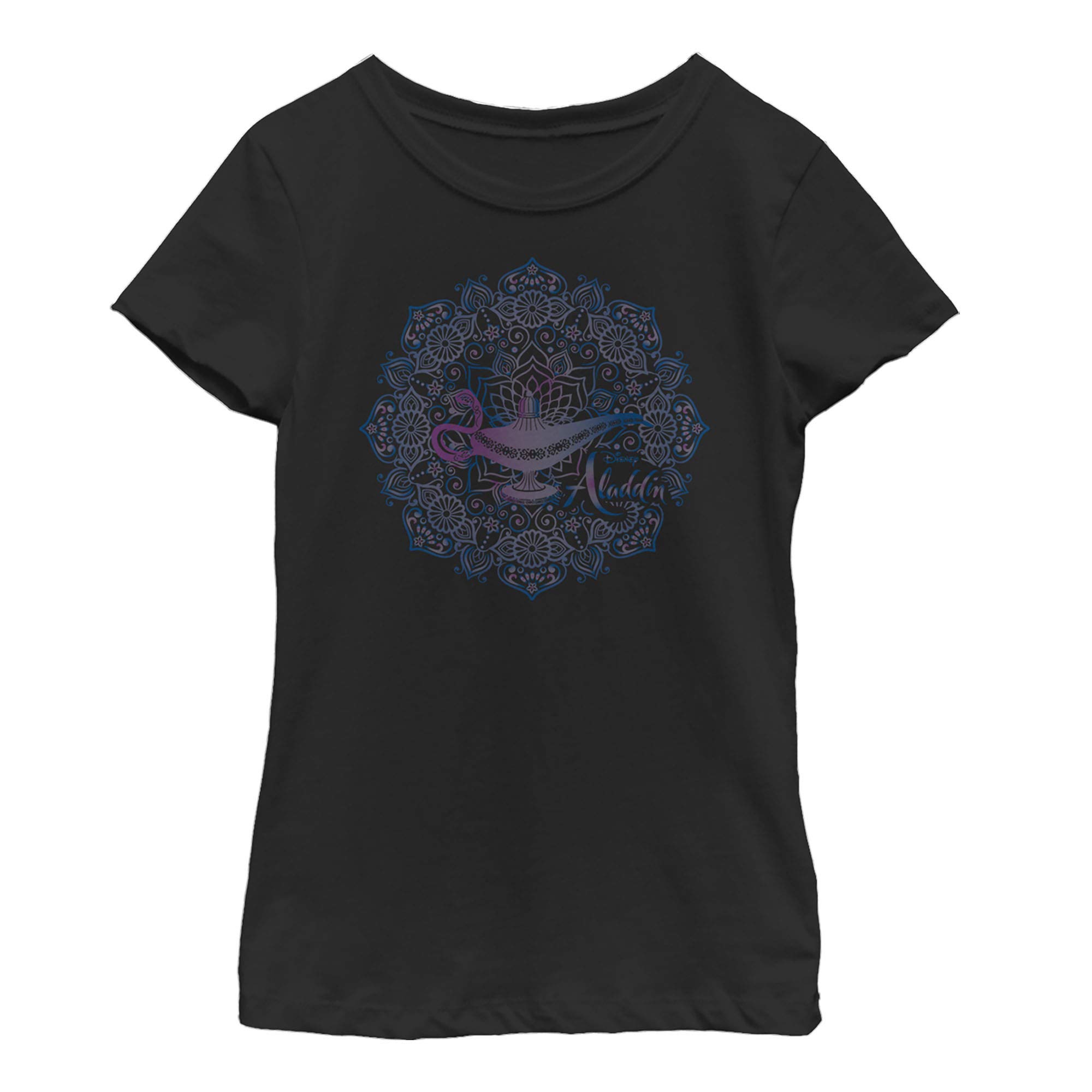 Disney Aladdin Live Action Lamp Mandala Print Girls Short Sleeve Tee Shirt - Casual Graphic T-Shirt for Kids, Birthday Gifts & Disney Movie Fans
