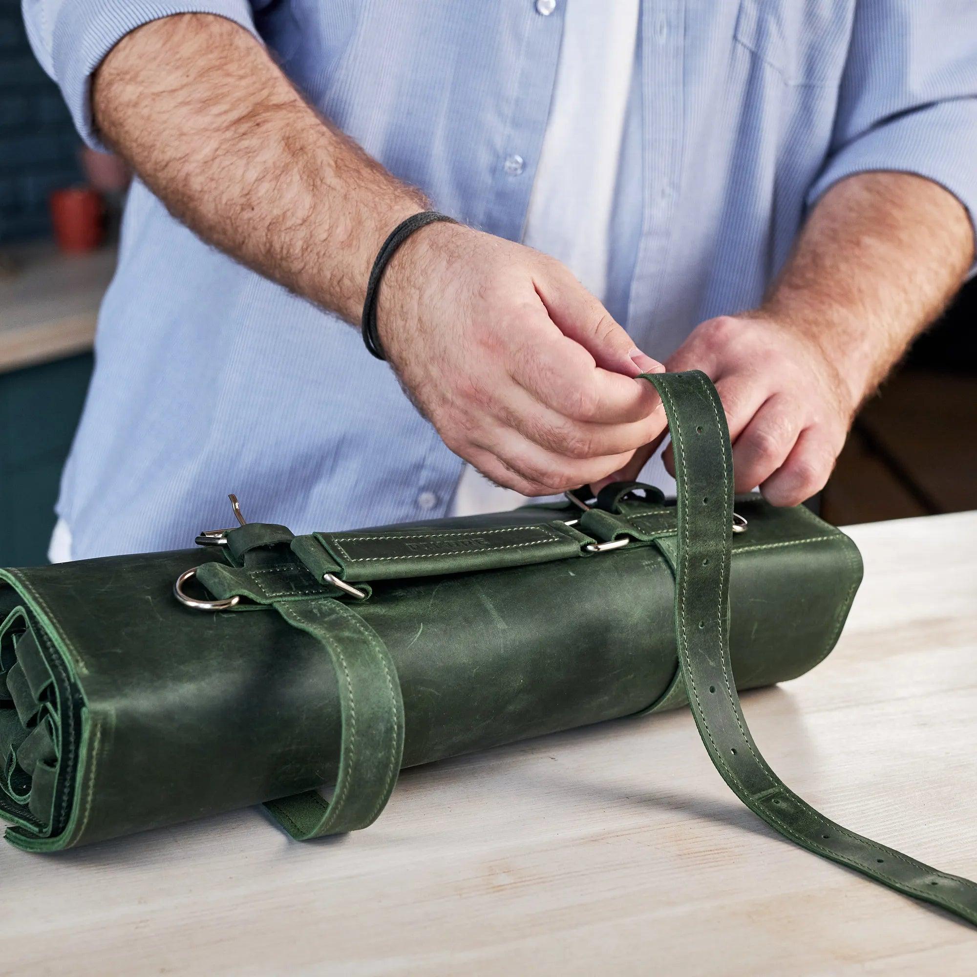 Premium Leather Knife Roll for Chefs & Butchers - Durable Professional Knife Storage Case with 12 Slots - Perfect for Kitchen, Camping & Culinary Gifts