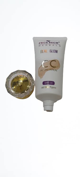 Face Tech Herbals Real Glow CC Foundation with Free Matte Liquid Lipstick - Flawless Coverage & Hydrating Makeup for Daily Wear & Special Occasions