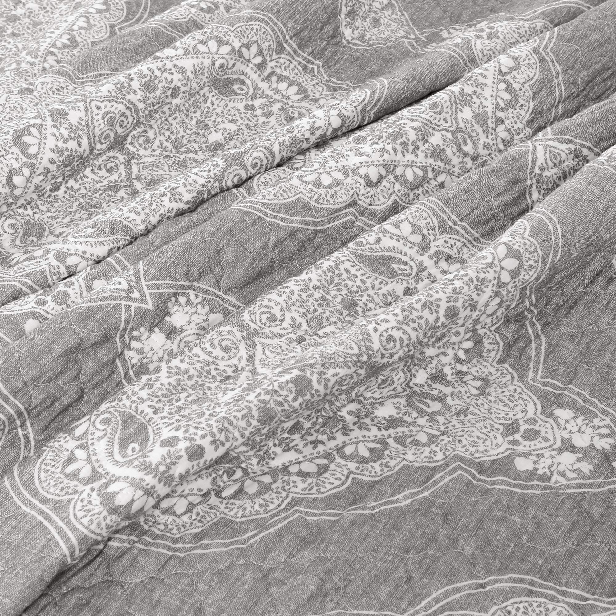 Lush Decor Lucianna Cotton Bedspread Set, Full/Queen, Gray - Elegant Bedroom Decor