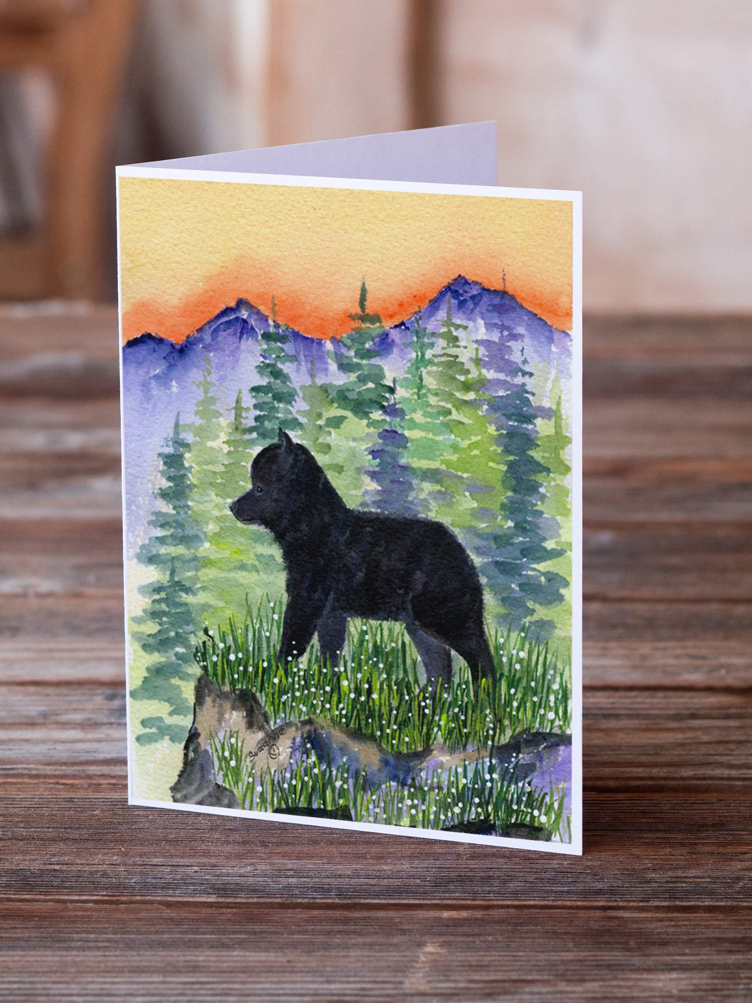 Caroline's Treasures SS8231GCA7P Whimsical Schipperke Dog Blank Greeting Cards - Pack of 8 A7 Size (5x7) Note Cards with Envelopes | Perfect for Birthday Wishes, Thank You Notes & Holiday Greetings