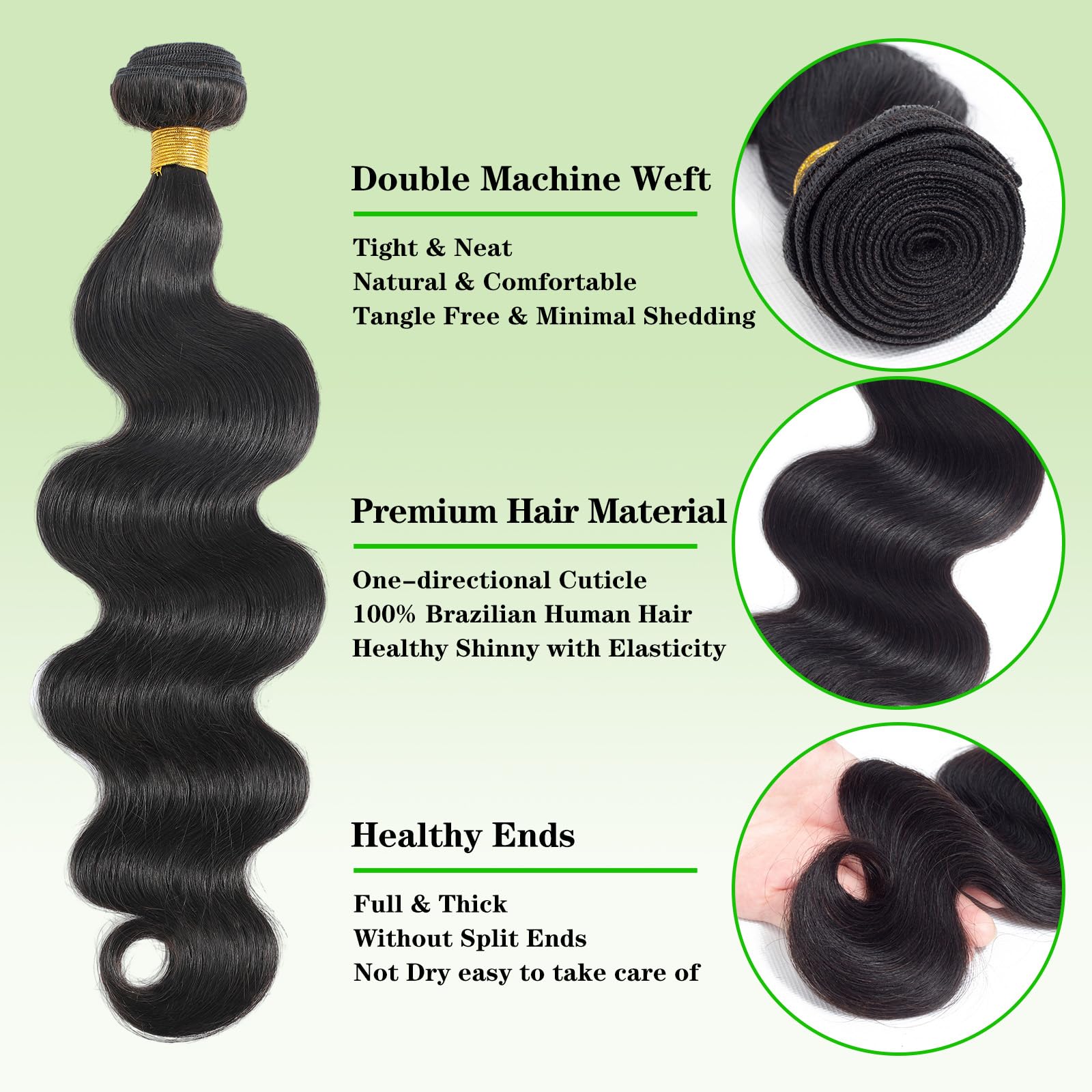 Premium 100% Unprocessed Brazilian Virgin Human Hair Bundles - 3 Bundles (24