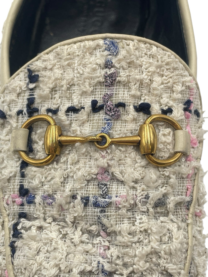 Gucci Women's Tweed Horsebit Loafers Size 37 (US 7) - Classic Luxury Flats for Work, Office & Formal Occasions
