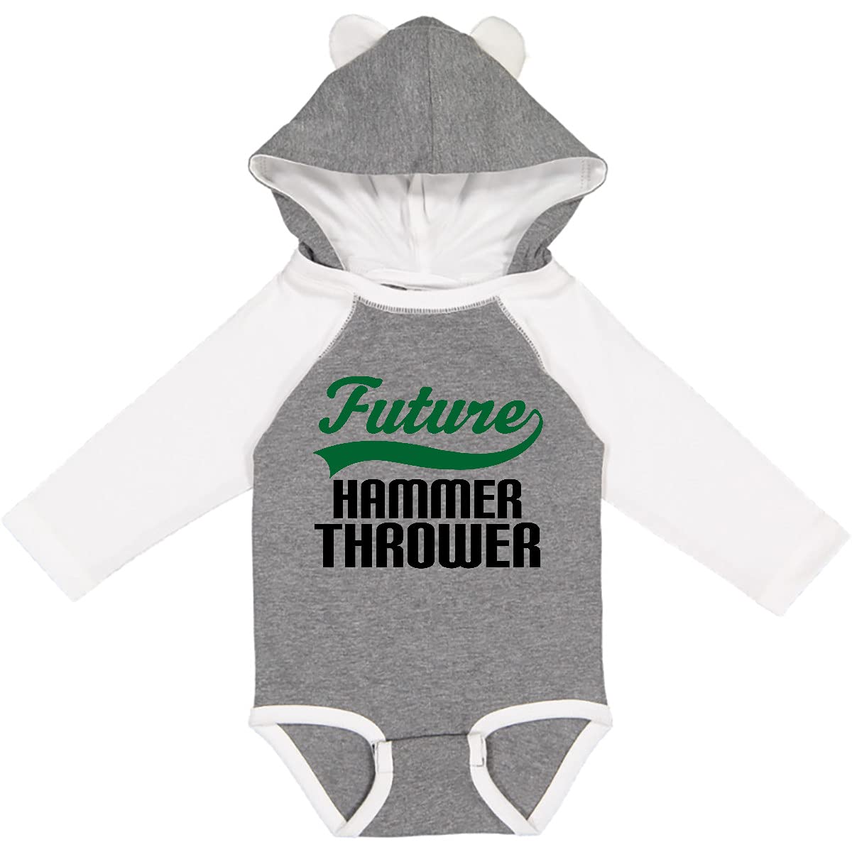 Inktastic Future Hammer Thrower Long Sleeve Baby Bodysuit - Soft Cotton Infant Romper for Sports Fans & Athlete Parents - Perfect for Baby Showers, Gym Outfits & Playdates