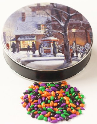 Scott's Cakes Halloween Mix - Chocolate Covered Sunflower Seeds in Mini City Sidewalks Tin - Perfect for Trick-or-Treating, Party Favors & Holiday Gifts