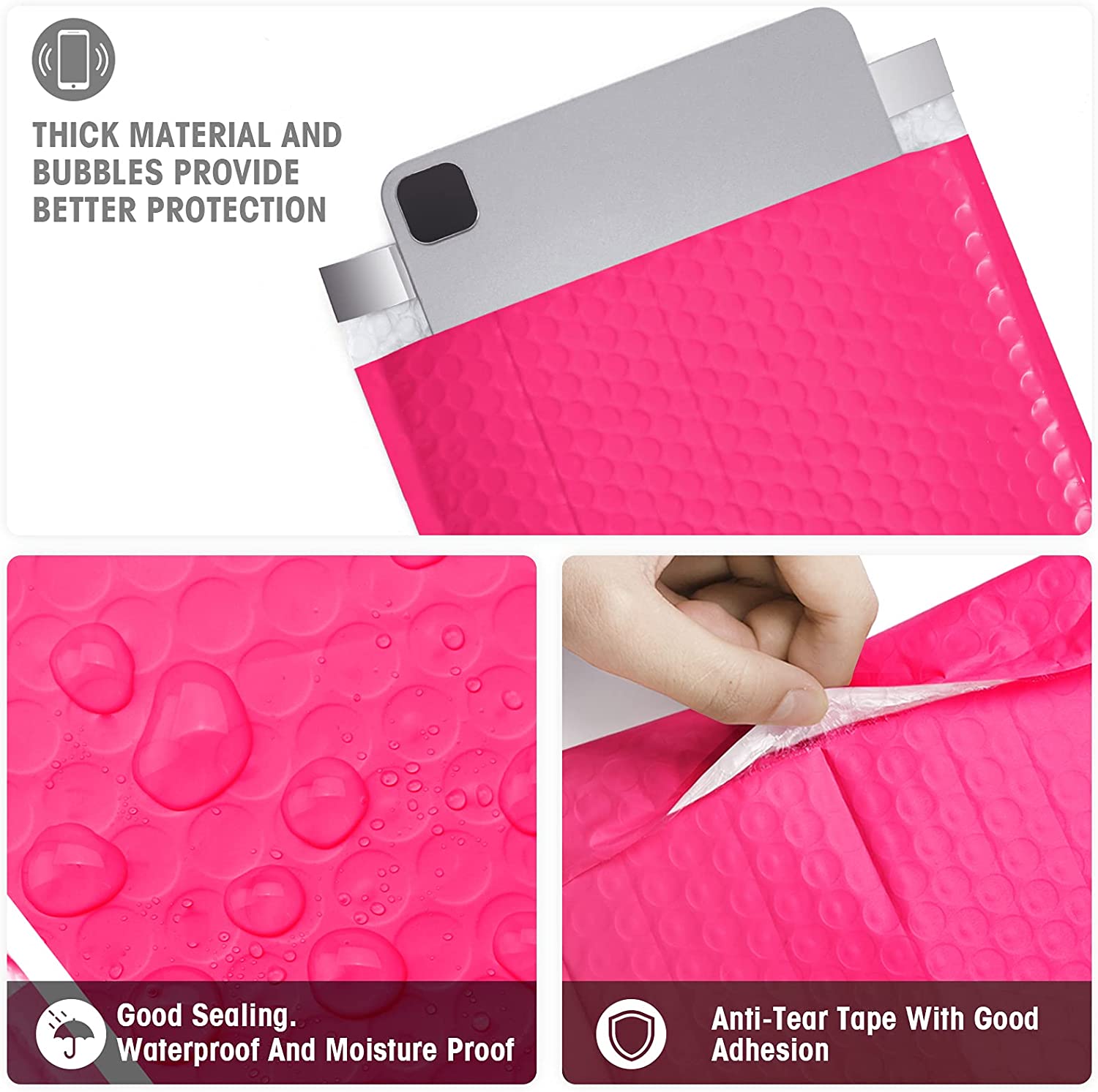 8.5x12 Bubble Mailer Padded Envelope - Hot Pink | Waterproof & Tear-Resistant Shipping Envelopes for Ecommerce, Small Packages, Jewelry, Documents | Perfect for Online Sellers, Amazon FBA, eBay & Etsy Stores