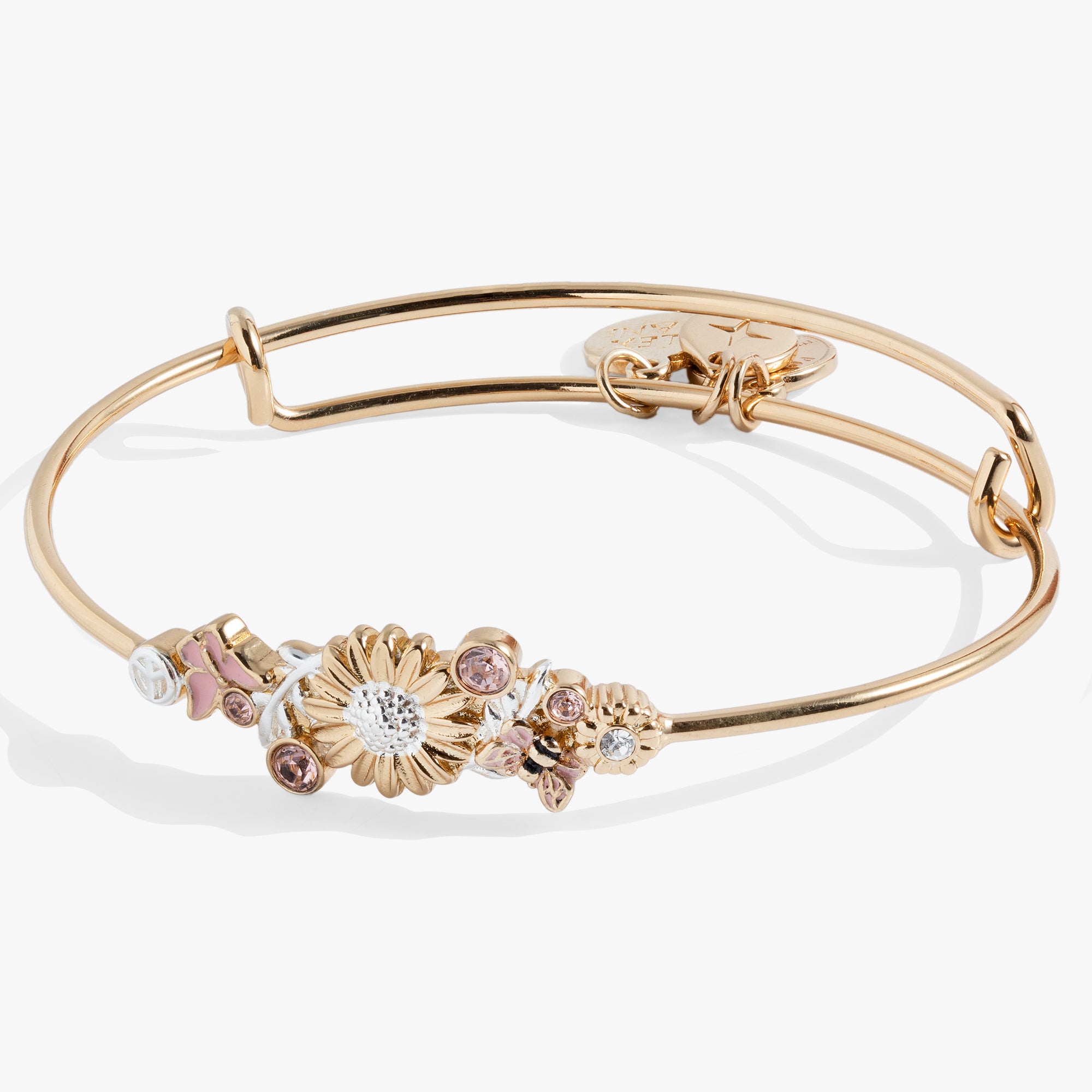 Elegant Floral Inline Bangle Bracelet for Women - Fashionable Gold/Silver Adjustable Cuff - Perfect for Weddings, Parties & Everyday Wear