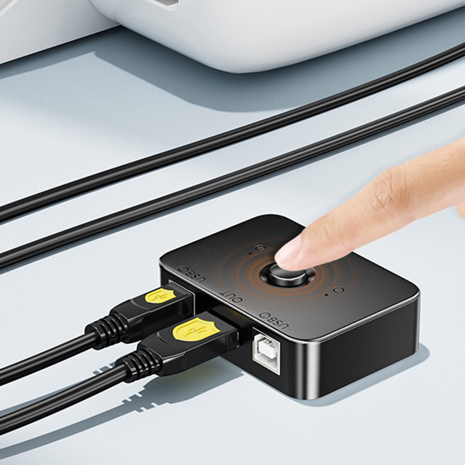 MLWSKERTY USB 2.0 Printer Sharing Hub - 4-Port USB Switch Selector Box for Multiple Computers, USB Power Adapter, Peripheral Sharing Device for Home/Office Use (Ideal for Printers, Scanners & External Drives)