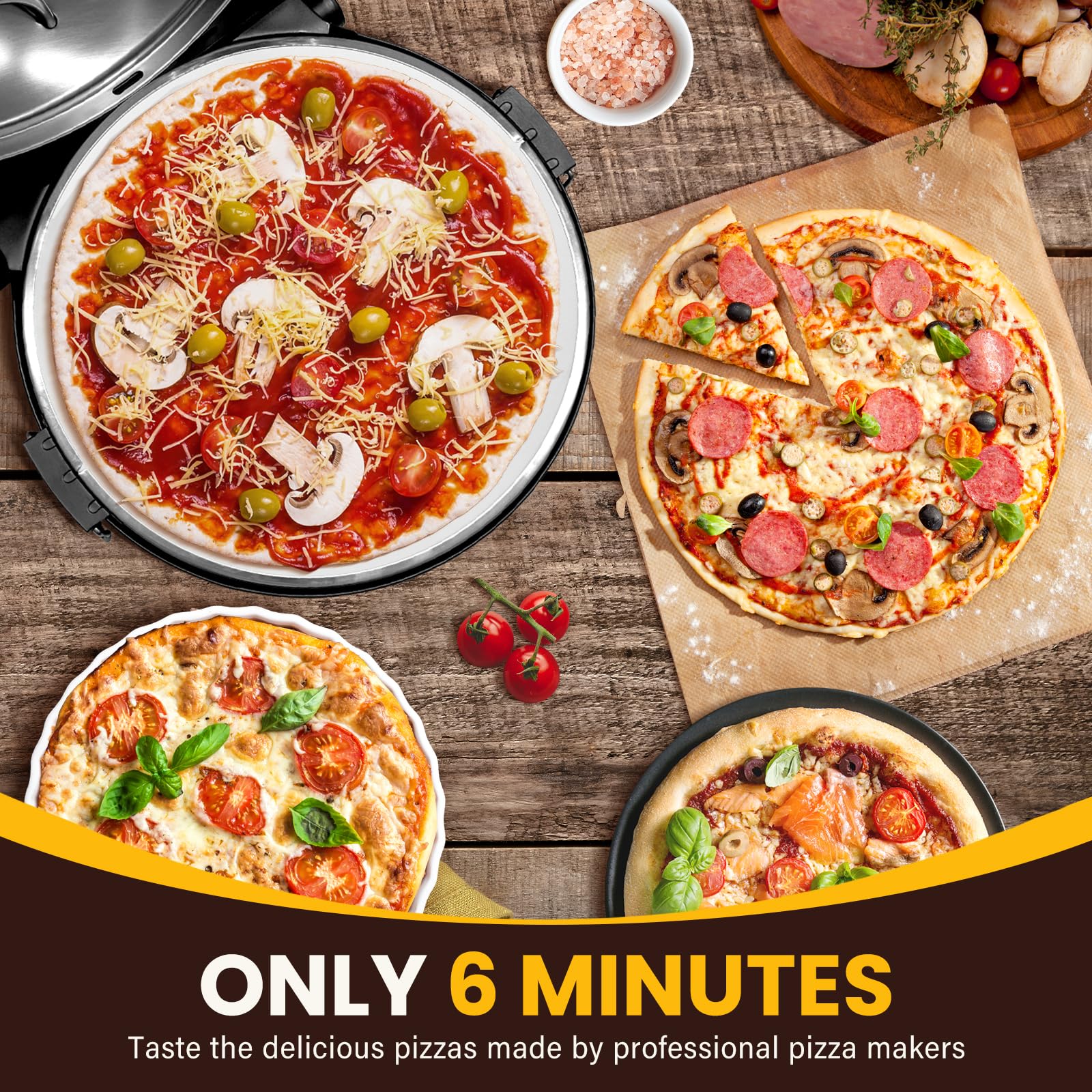 **Upgrade 12 Inch Electric Pizza Oven – 1200W Portable Countertop Pizza Maker with Viewing Window & Timer – Heats to 800°F – Perfect for Home, Parties, and Outdoor Cooking – Bake Restaurant-Quality Pizza Easily**
