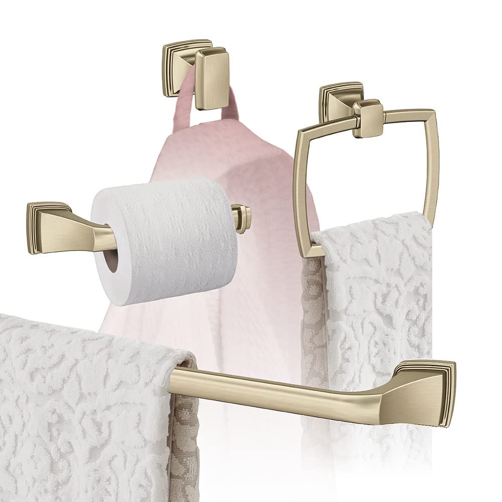 Amerock Golden Champagne 24-Inch Towel Bar Set - 4-Piece Bathroom Accessories for Modern Home Decor | Perfect for Bathroom, Spa, and Guest Room Organization