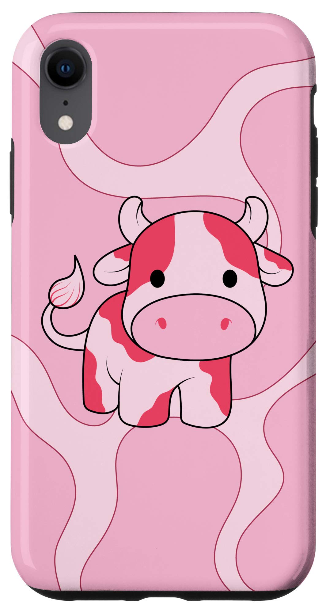 Cute Strawberry Cow iPhone XR Case - Pink Kawaii Illustration Protective Cover for Girls, Women | Perfect for School, Work, Travel & Everyday Use