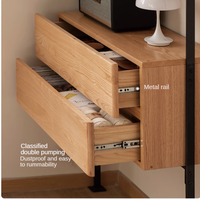 Solid Oak Wood Industrial Style Multi-Tier Storage Shelf - Perfect for Home Office, Garage & Living Room Organization