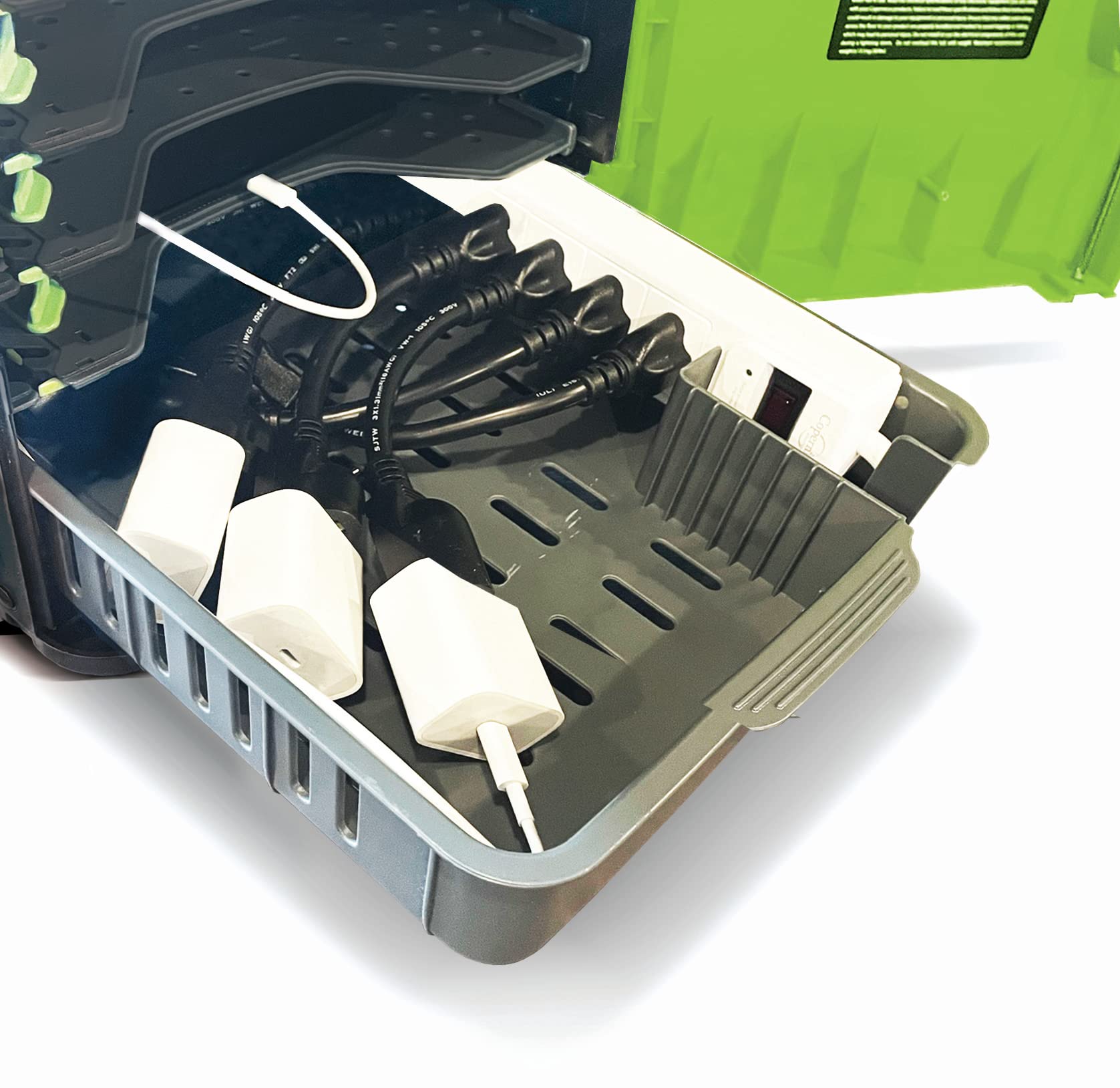 Copernicus Premium 6-Device Lockable Charging Station for Classroom - Tech Tub2 with 6 Extension Cords | Secure Charging Solution for iPads, Chromebooks & Tablets (Green/Black) | Perfect for Schools, Libraries & Office Charging Stations