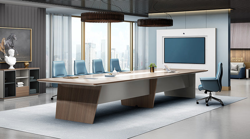Premium ANDERS Boardroom Conference Table 320cm - Elegant Hazelnut & Beige Finish for Professional Office Meetings & Corporate Events
