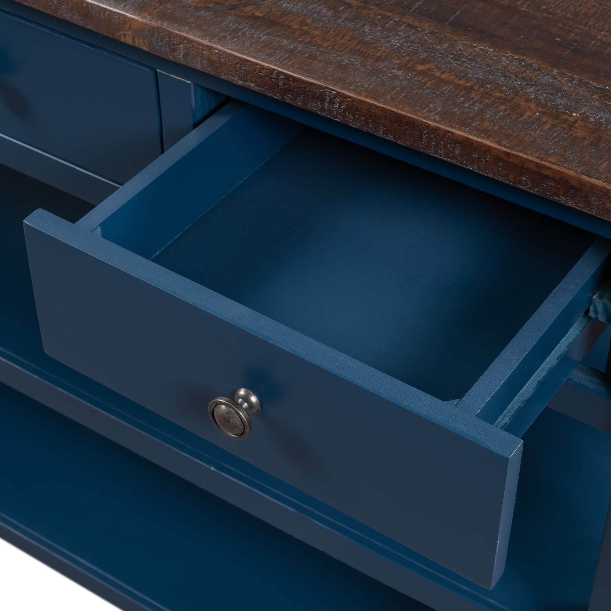 Modern Solid Wood Console Table with 3 Drawers & 2 Shelves - 48