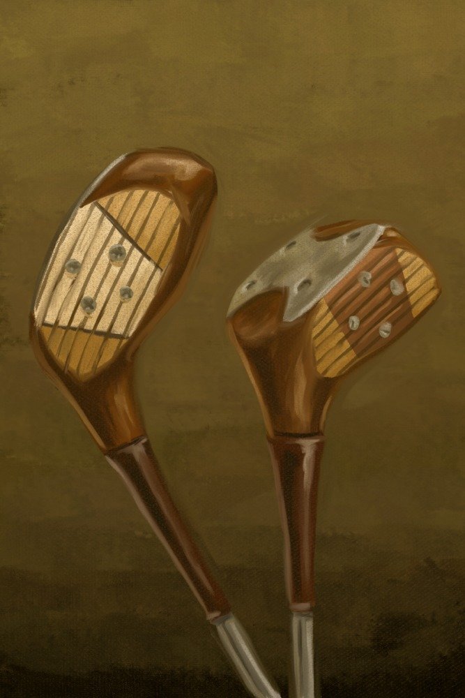 Premium Golf Driver Oil Painting - 12x18 Inch Gallery Quality Metal Wall Art, Aluminum Home Decor for Sports Enthusiasts - Perfect for Man Cave, Game Room & Office Decor