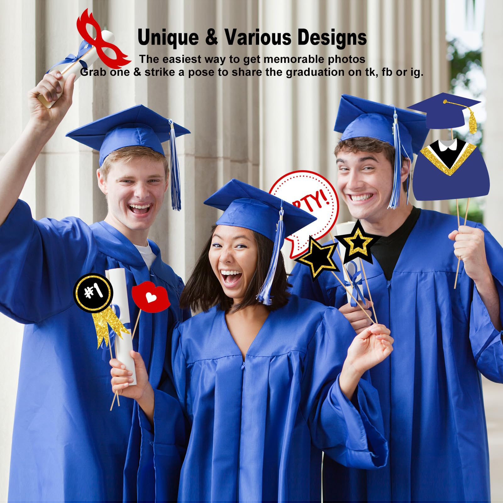 2025 Graduation Photo Booth Props & Decorations - Class of 2025 Glitter Party Supplies for College & High School Graduation - Perfect for Grad Parties, Photo Backdrops & Social Media Celebrations