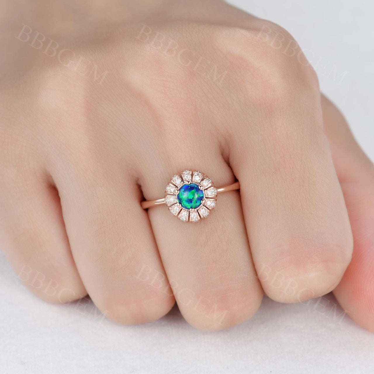 Exquisite Black Opal and Diamond Sunflower Engagement Ring in 14K/18K Gold - Perfect for Romantic Proposals, Anniversaries & Special Occasions